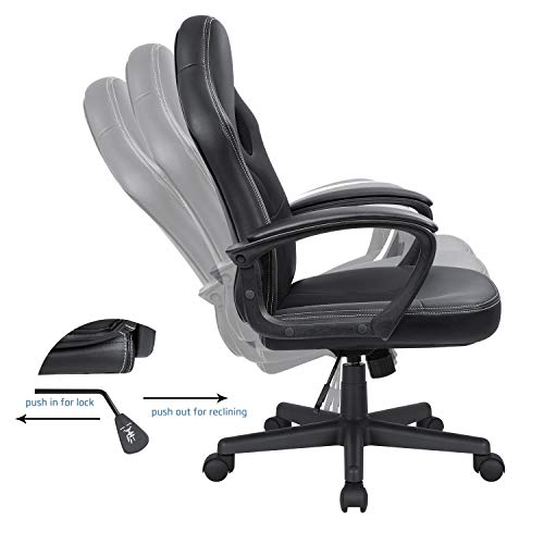 Office Gaming Chair High Back Leather Computer Chairs Ergonomic Height Adjustable Racing Game Desk Chair Executive Conference Task Chair (Blue)