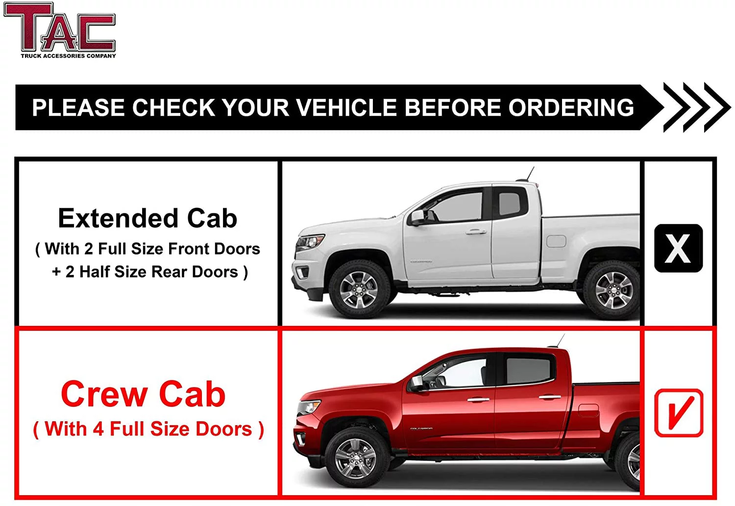 TAC Sniper Running Boards Compatible with 2015-2024 Chevy Colorado/GMC Canyon Crew Cab Truck Pickup 4