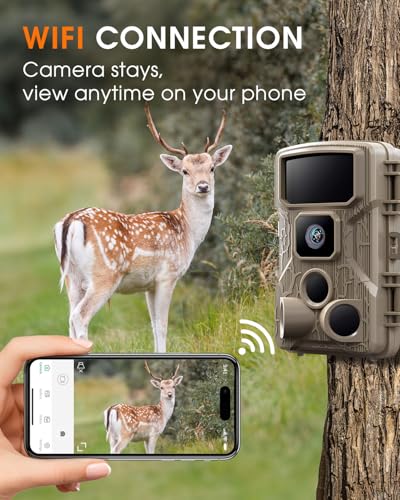 Trail Camera WiFi 4K 64MP with 64GB Memory Card 8 Batteries and Night Vision Ip67 Waterproof 130°Wide Angle 0.1s Trigger Speed, Suitable for Outdoor Wildlife Detection, Monitoring Game Cam