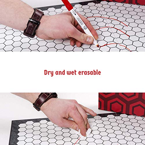 The Authentic Role-Playing Game Board by Hexers, Mat Alternative, Compatible with Dungeons and Dragons D&D DND Pathfinder RPG, 27x23 inches, 1 inch Square and Hexes Battle Grid, Foldable & Dry Erase