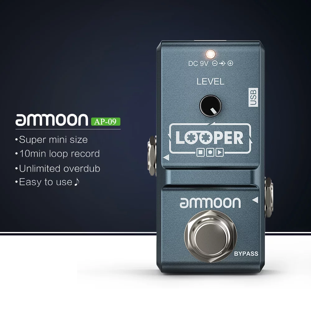 ammoon AP,09 Loop Electric Guitar Effect Pedal with 10 Minutes Recording
