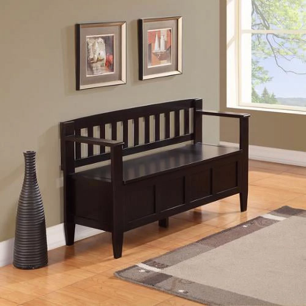 WyndenHall  Riverside SOLID WOOD 48 inch Wide Contemporary Entryway Storage Bench - 20 inch wide Coffee Brown Pine, MDF