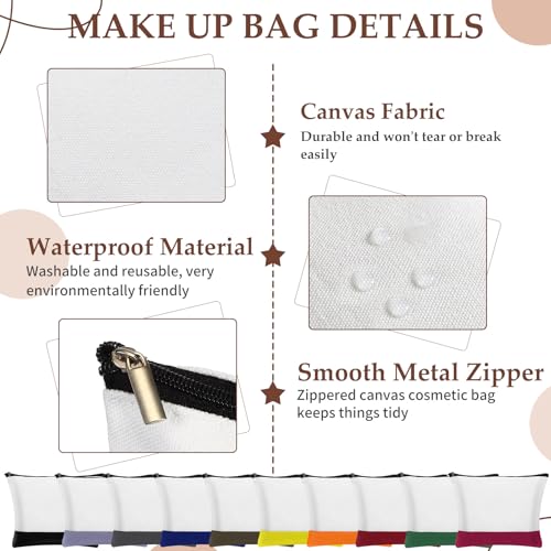 Sanwuta 20 Pcs Large Blank Canvas Tote Bags and Makeup Bags Blank Reusable Grocery Luggage Canvas Tote with Handles(10 Airy Pastel Pack)