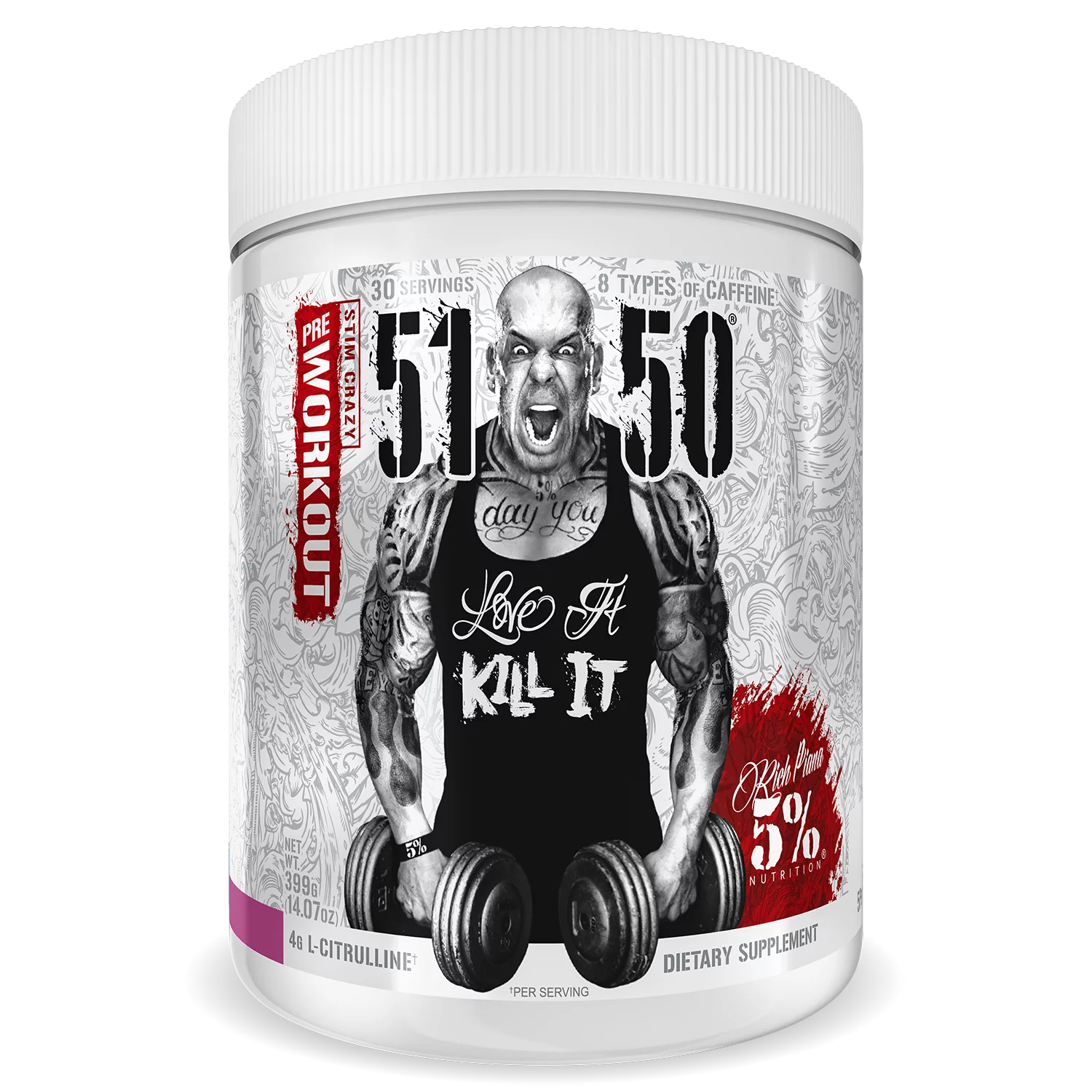 51-50 5% Nutrition High Stimulant Pre Workout Powder (Tested by Professional Athletes) Wild Berry (30 Servings) *EN
