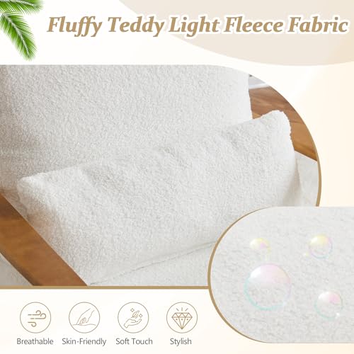 VINGLI Solid Wood Wide Armrests Accent Chair,Upholstered Mid Century Modern Chair with Pillow,Comfy Reading Chair Farmhouse Arm Chair,Chairs Living Room,Bedroom,Guest Room,Linen Fabric,Beige