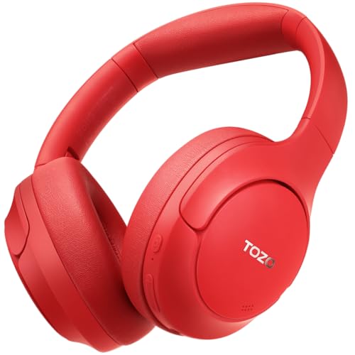 TOZO HT2 Hybrid Active Noise Cancelling Headphones, Wireless Over Ear Bluetooth Headset, 60H Playtime, Hi-Res Audio Custom EQ via App Deep Bass Comfort Fit Ear Cups, for Home Office Travel Pink