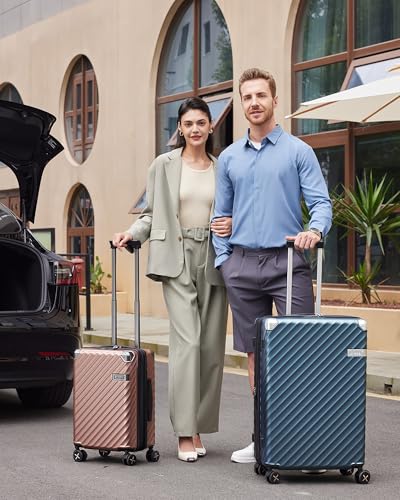 LUGGEX Luggage with Spinner Wheels, Polycarbonate Expandable Hard Shell Suitcase, Carry On 20 Inch, Charcoal Metallic