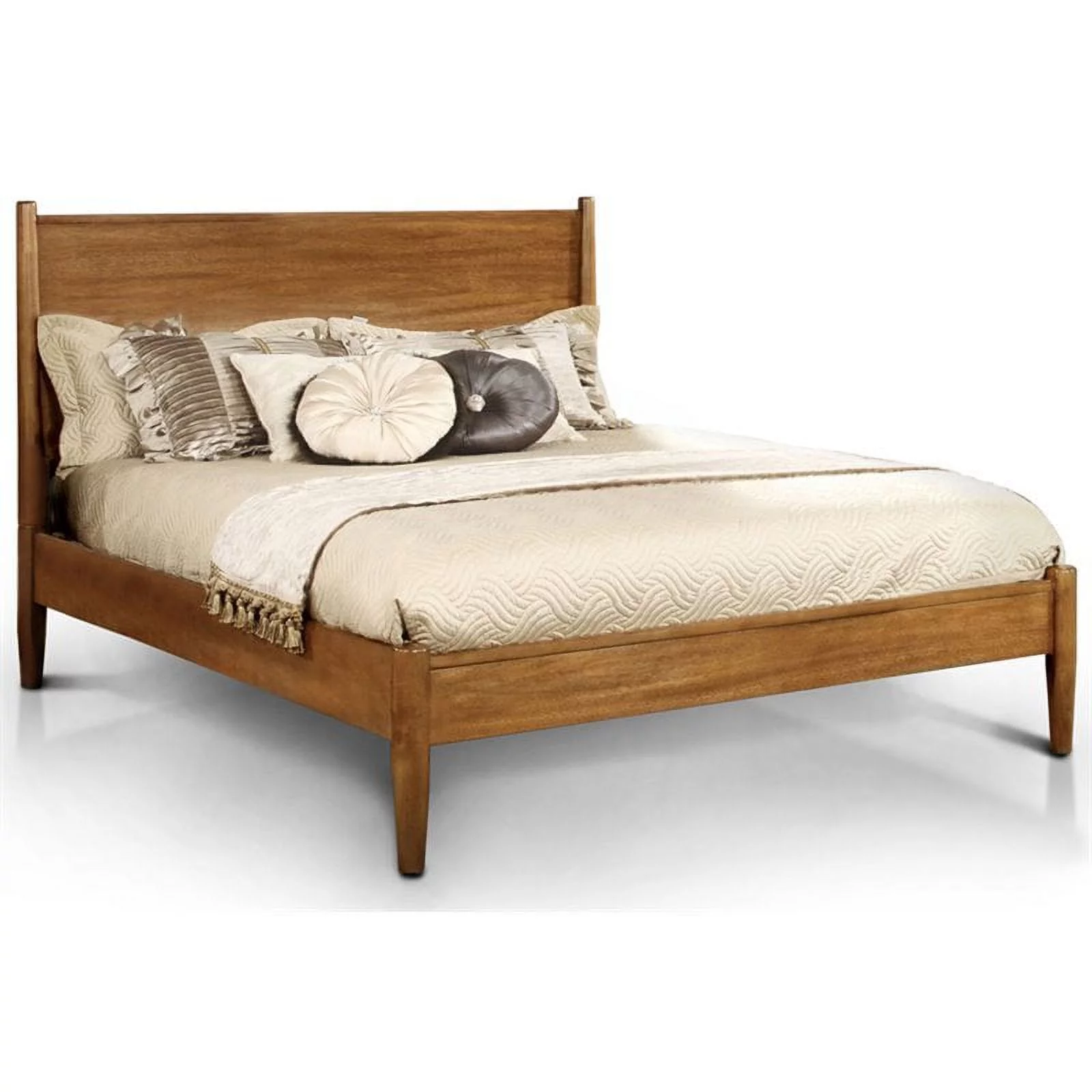 Furniture of America Belkor Solid Wood Full Platform Bed in Oak