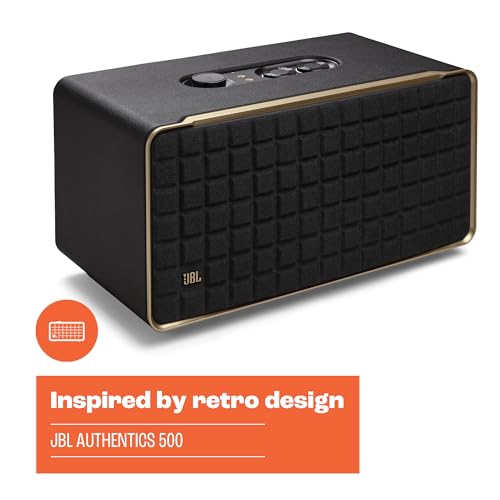 JBL Authentics 300 - Retro Style Wireless Bluetooth/Wifi Home Speaker, Built in Battery (4800mAh), Music Streaming Services via Built-in Wi-Fi, Built in Alexa and Google Assistant