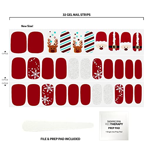 Dashing Diva Gloss Nail Strips - Santa Baby | UV Free, Chip Resistant, Long Lasting Gel Nail Stickers | Contains 32 Nail Wraps, 1 Prep Pad, 1 Nail File