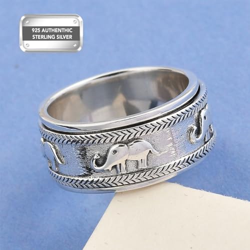 Shop LC 925 Sterling Silver Fidget Ring Spinner Ring Moon Star Anxiety Ring for Women Men Platinum Plated Jewelry Birthday Gifts for Women