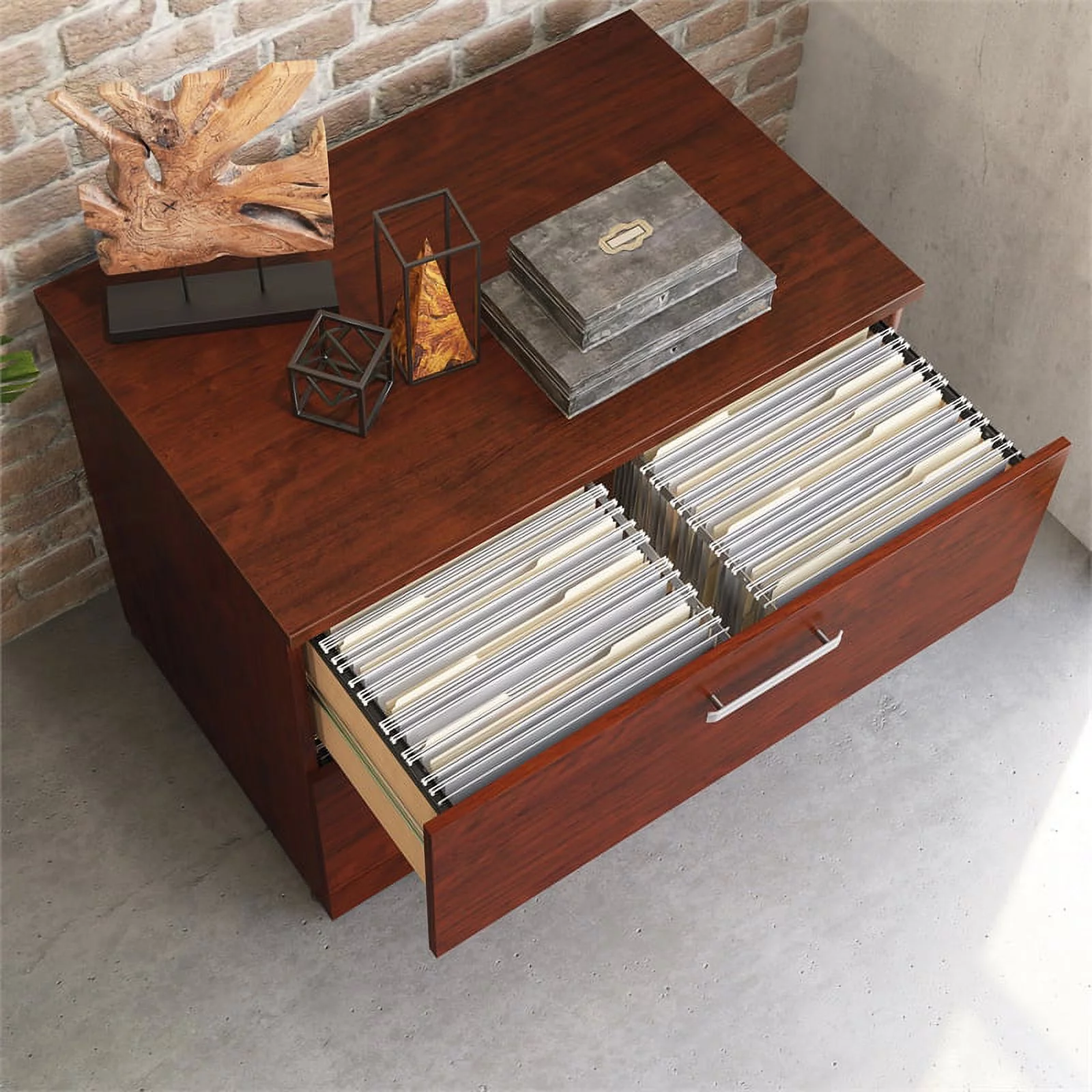 Pemberly Row Engineered Wood Lateral Filing Cabinet in Classic Cherry