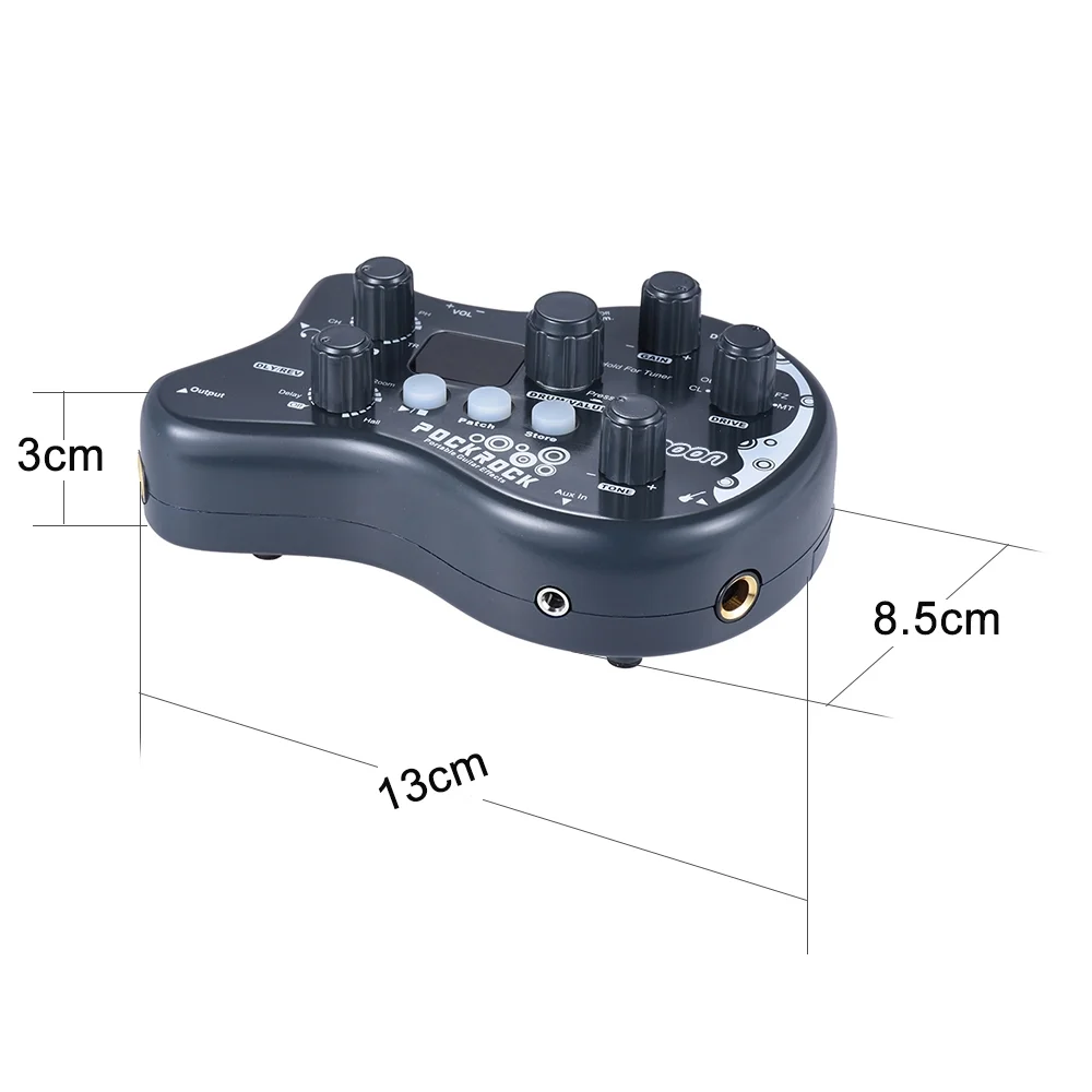 ammoon PockRock Portable Guitar Multi-effects Processor Effect Pedal 15 Effect Types 40 Drum Rhythms Tuning Function with Power Adapter