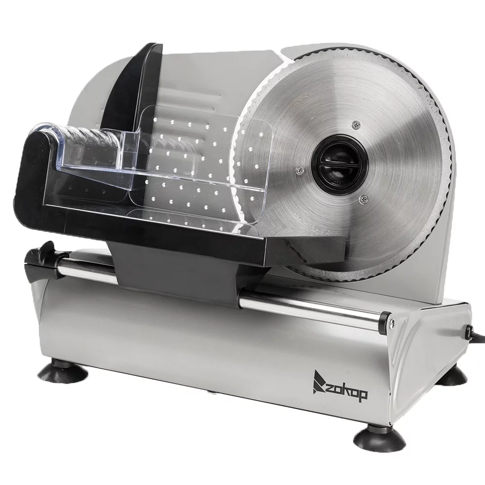 ZOKOP Food Slicer, 150W Electric Professional Bread and Meat Slicer with 7.5 Inch Stainless Steel Blade, Silver
