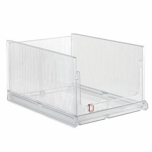 Clear Stackable Wardrobe Organizer Bins, Foldable Plastic Storage Baskets - Transparent Drawer Shelf Containers for Closet, Kitchen, Bathroom, Office, Dorm - Easy Assembly & Durable Design
