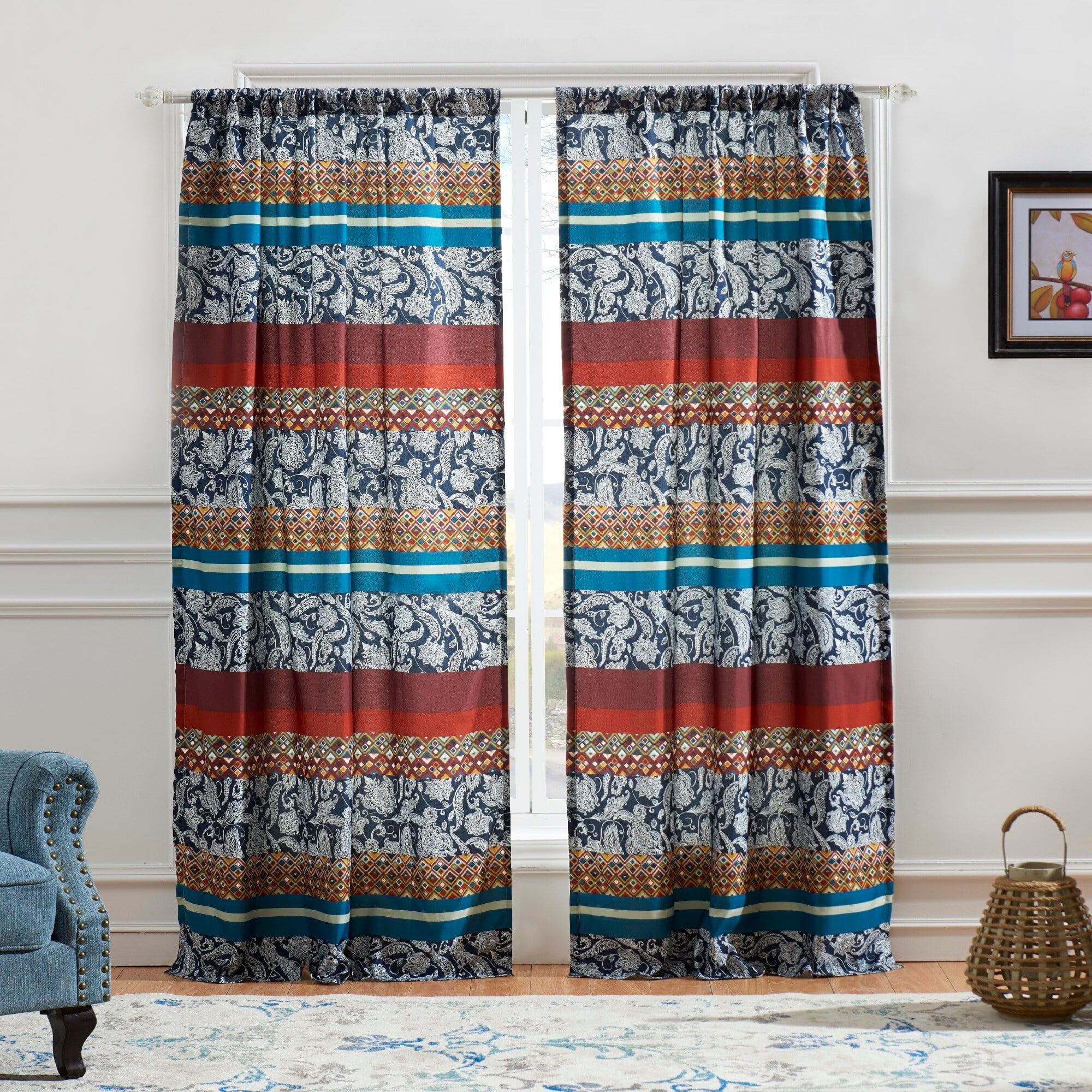 Barefoot Bungalow  Vista Moroccan Boho Curtain Panels (Set of 2) - 84x84 inches