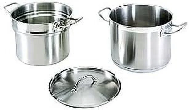 20 Qt. 18/8 Stainless Steel Double Boiler With Cover Lid Professional Grade NSF