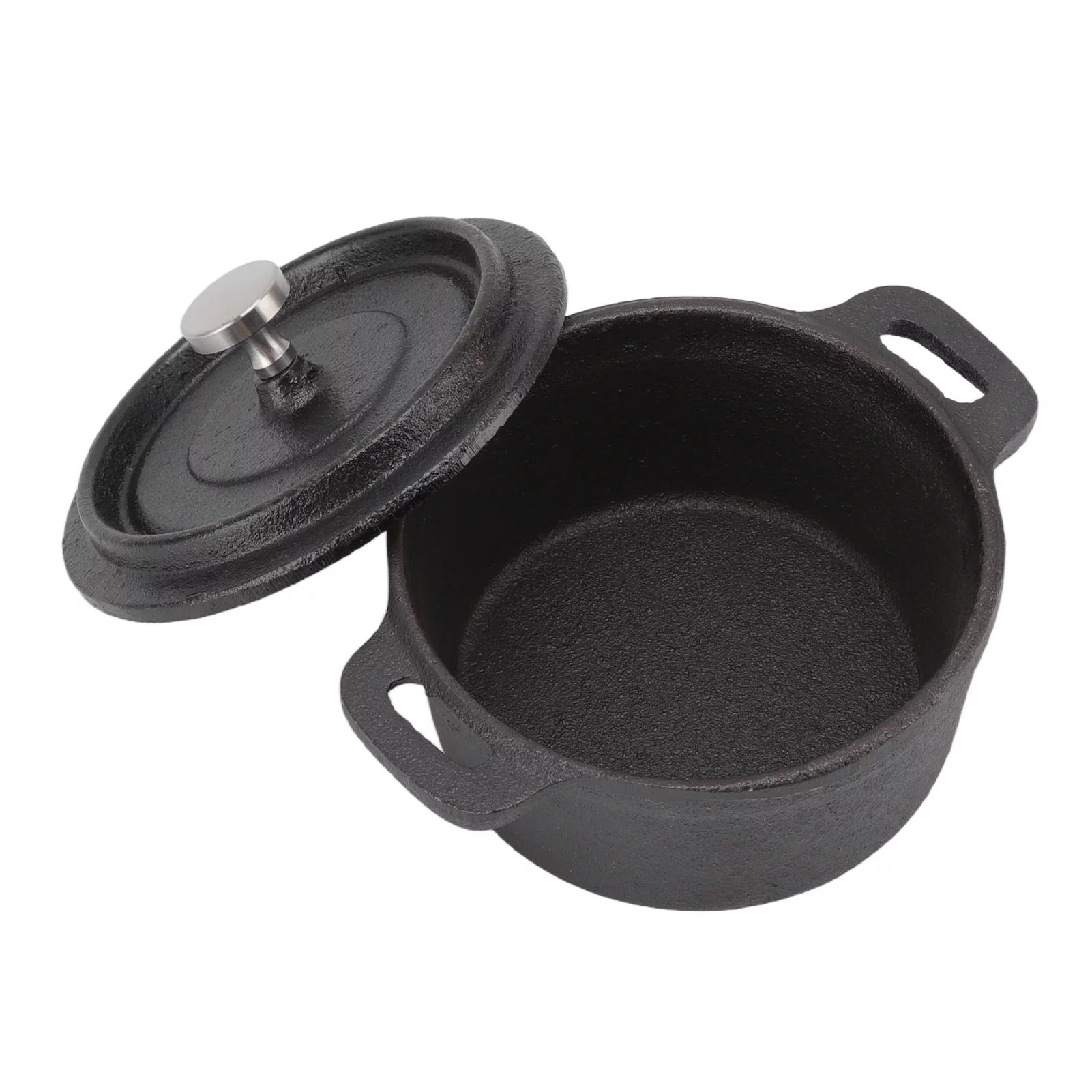 Dutch Oven Double Traditional Style Thickened Ergonomic Handle Insulation Cast Iron Cooking Pot with Lid Diameter 20CM
