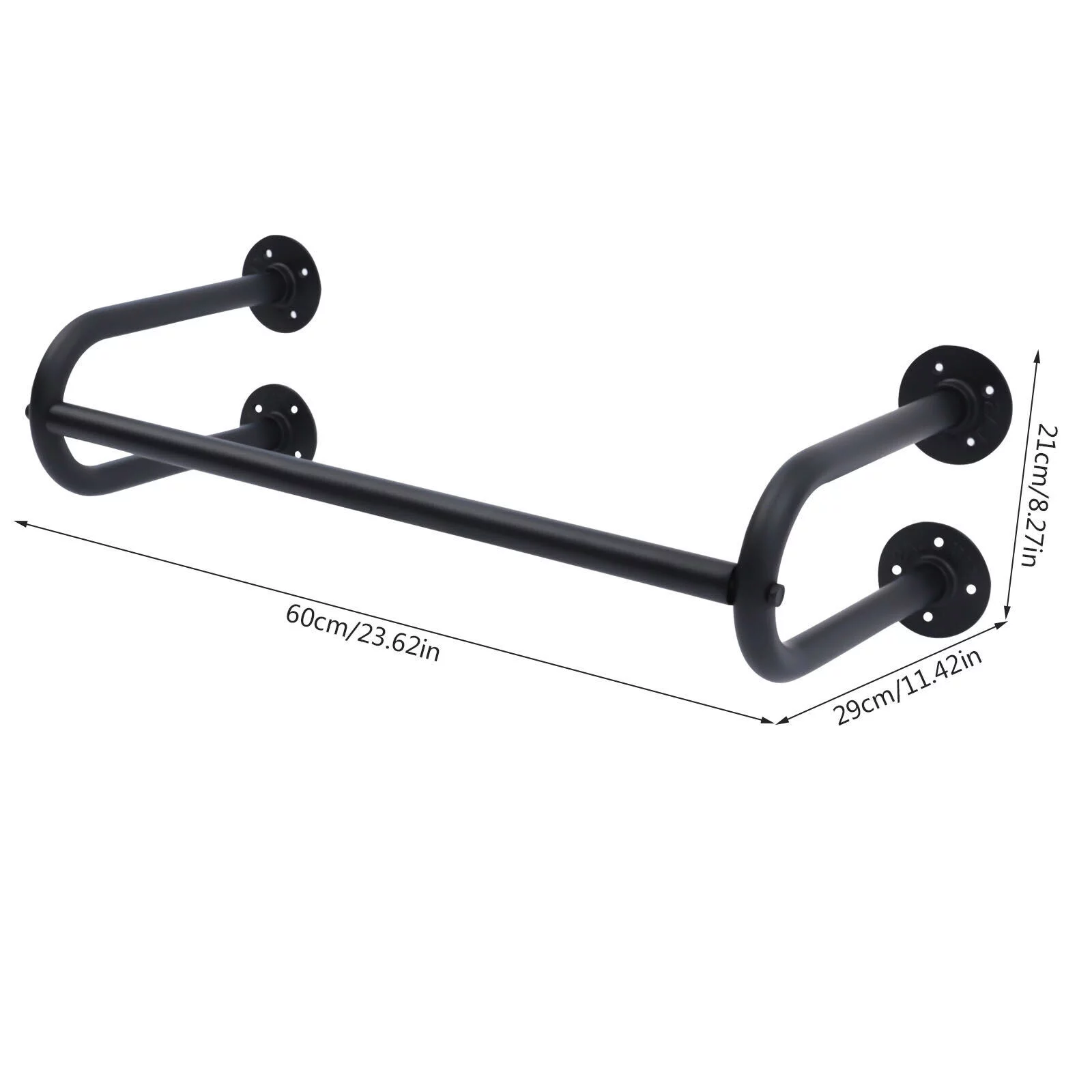 Miumaeov Wall Mounted Garment Rack 23.62 Inches Industrial Pipe Clothing Rack Black Vintage Retail Garment Rack Metal Display Rack Closet Storage Clothes Organizer