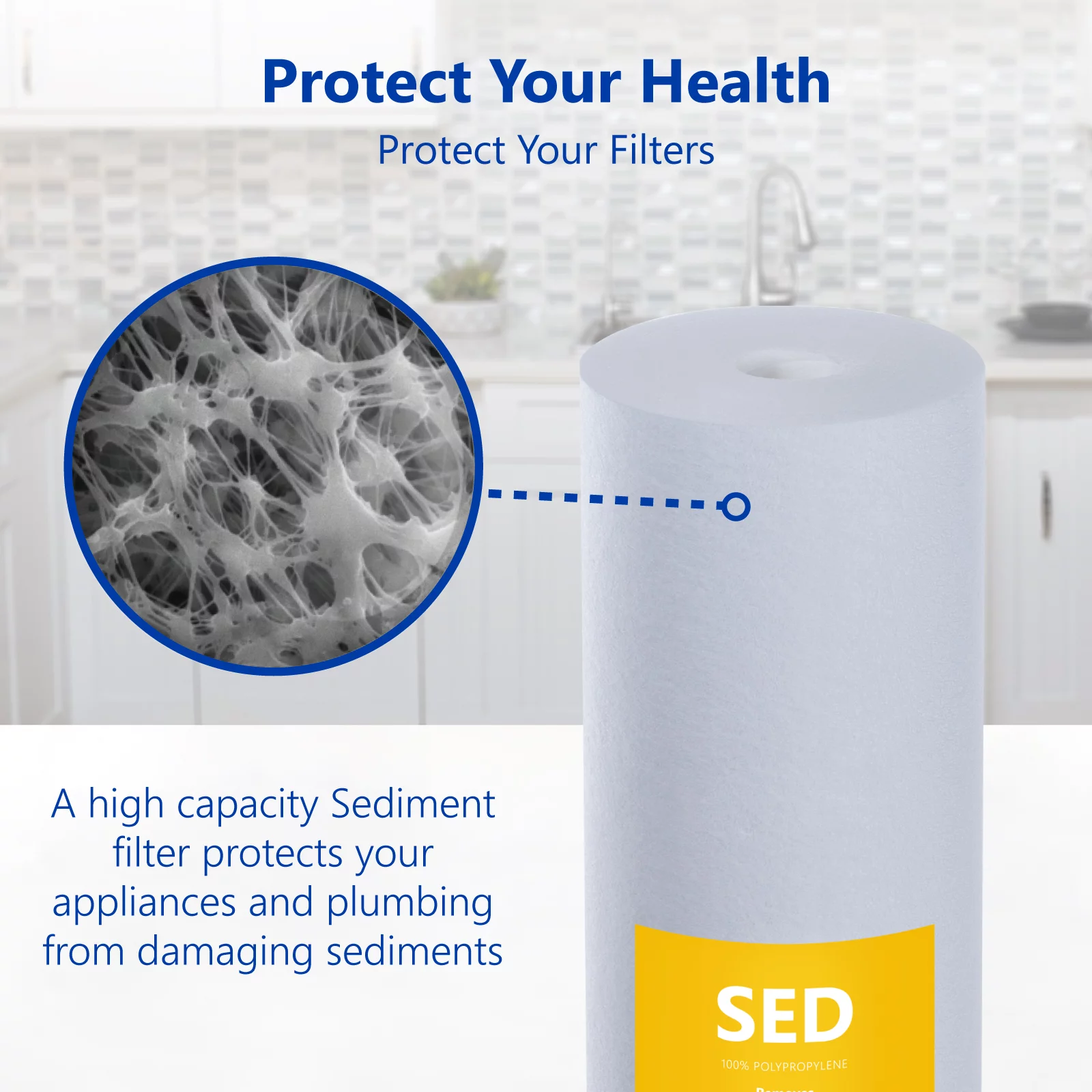 Express Water – 10 Pack Big Blue Sediment Replacement Filter – SED Dirt, Sand, Rust High Capacity Water Filter – Whole House Filtration – 5 Micron – 4.5” x 20” inch