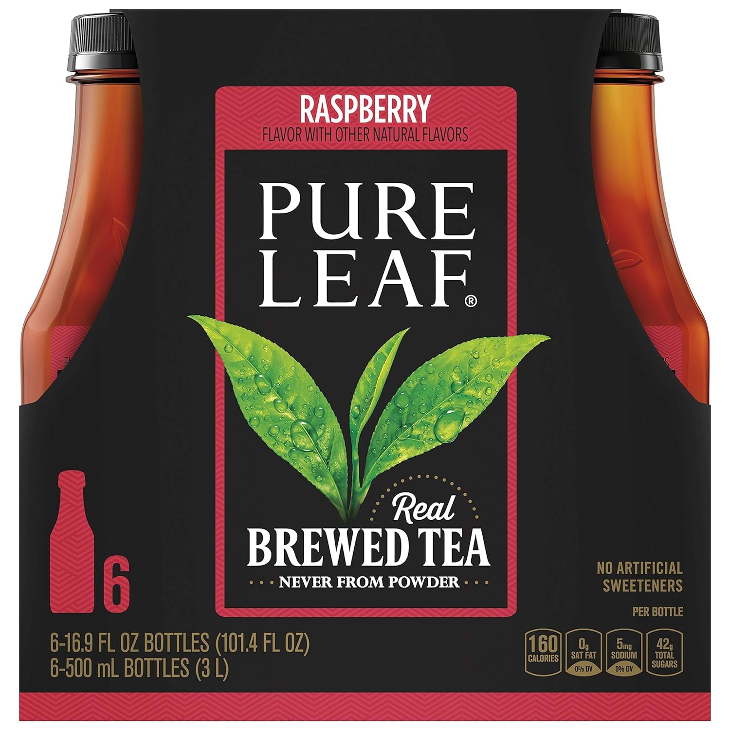 Generic Pure.Leaf Variety Pack - 6 Flavors - 16.9 Fl Oz 6 Bottles - Pack of 36 - Peach, Raspberry, Lemon, Extra Sweet, Unsweetened and Green Tea