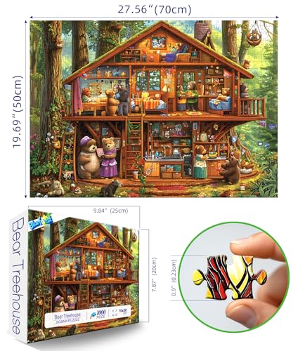 Blueforest Christmas Jigsaw Puzzle 1000 Pieces for Adults - 27.5x19.7 Inches City Night Scene with Santa Sleigh, Challenging Fun Adult Puzzles Home Decor