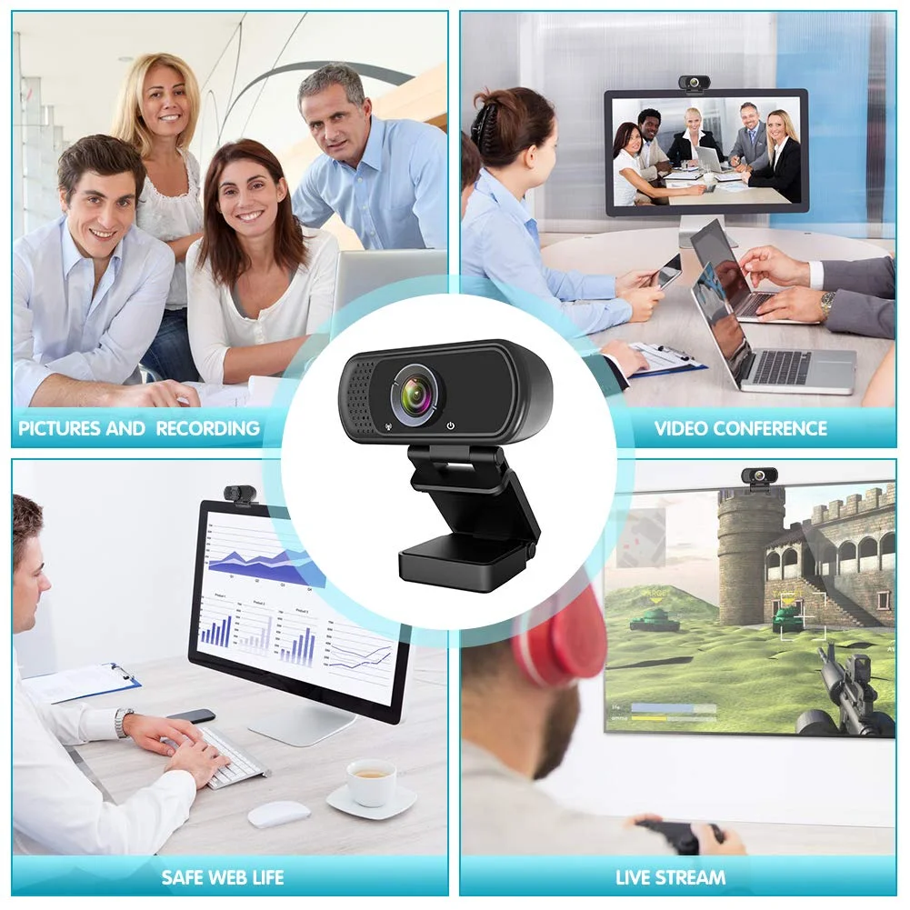 ZIQIAN 1080P Webcam with Microphone, HD Webcam Web Camera with Tripod Stand, Widescreen USB Computer Camera-Black