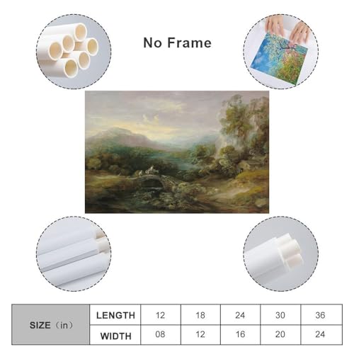 ZMLFJEA Thomas Gainsborough,Mountain Landscape with Bridge Canvas Posters Wall Art Bedroom Office Room Decor Gift