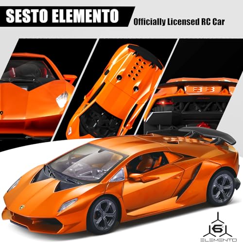 GUOKAI Remote Control Car, 1/24 Scale RC Sport Racing Toy Car, Compatible with Lamborghini Sesto Elemento Model Vehicle for Boys Girls Brown