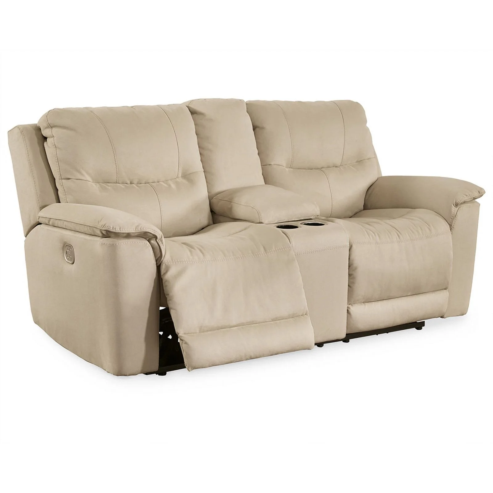 Ashley Furniture Next-Gen Gaucho Faux Leather Power Reclining Loveseat in Latte