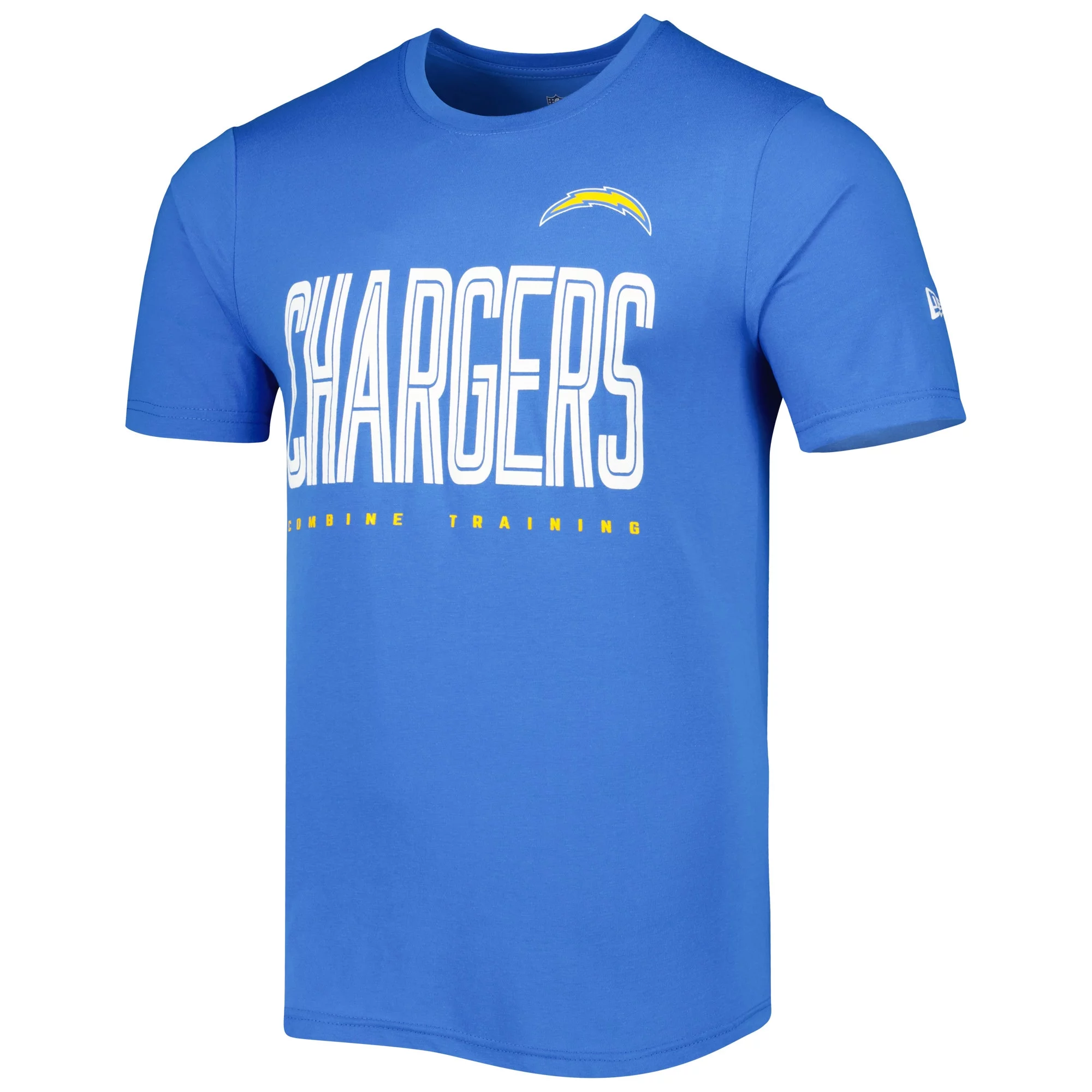 Men's New Era Powder Blue Los Angeles Chargers Combine Authentic Training Huddle Up T-Shirt