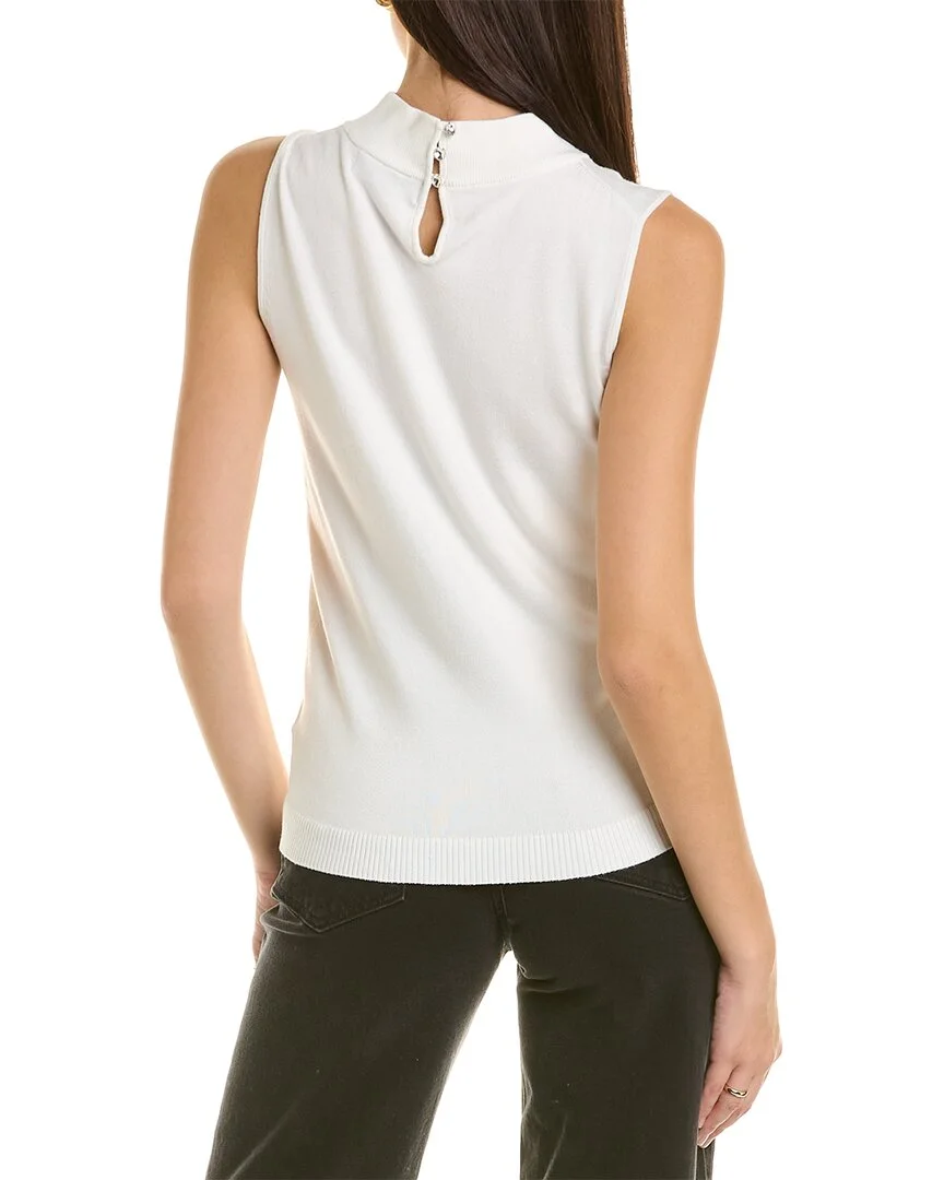 Joseph A. womens  Sleeveless Embellished Sweater, S, White