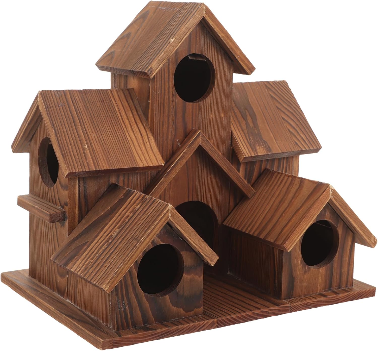 Wooden Bird House 6 Hole Handmade Natural Bird Houses for Outside Hanging for Backyard Courtyard Patio Decor Hummingbird House
