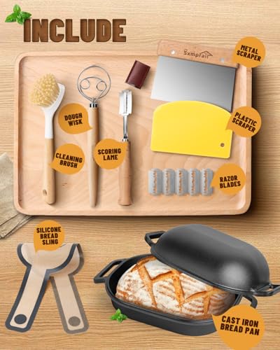 Cloche Loaf Dutch Oven, Pre-Seasoned, 9.5QT, 13 LBS Heavy Duty, Non-Stick, Large Bread Loaf Pan, Oval Cast Iron Bread Pan With Lid, Cloche Homemade Loaf Pan, Sourdough Artisan Bread Baking Pan