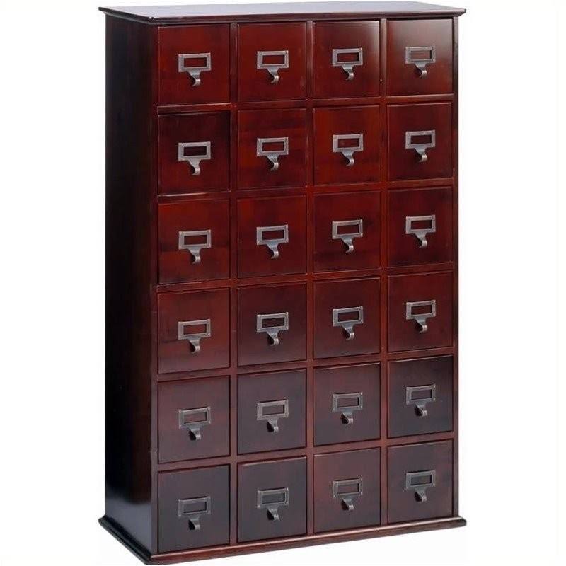 Pemberly Row 40x22 24-Drawer CD Media Storage Cabinet in Cherry