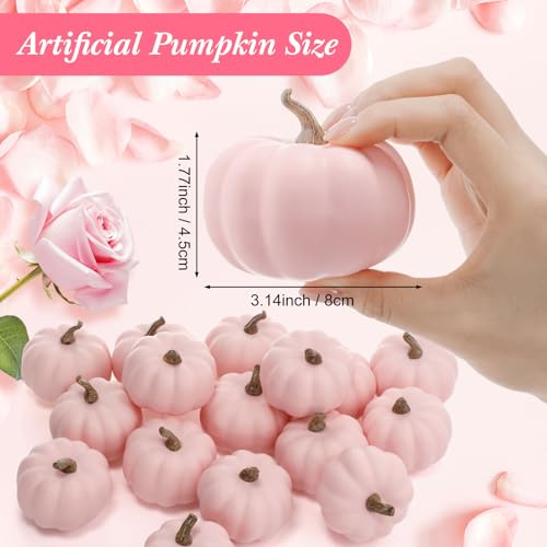 Liliful 50 Pcs 3.15 Inch Fall Artificial Pumpkins Fake Pumpkins Bulk Pumpkin Decor Fall Harvest Lifelike Pumpkin Foam Pumpkin for Autumn Halloween Thanksgiving Table Home Kitchen Decorations(Orange)
