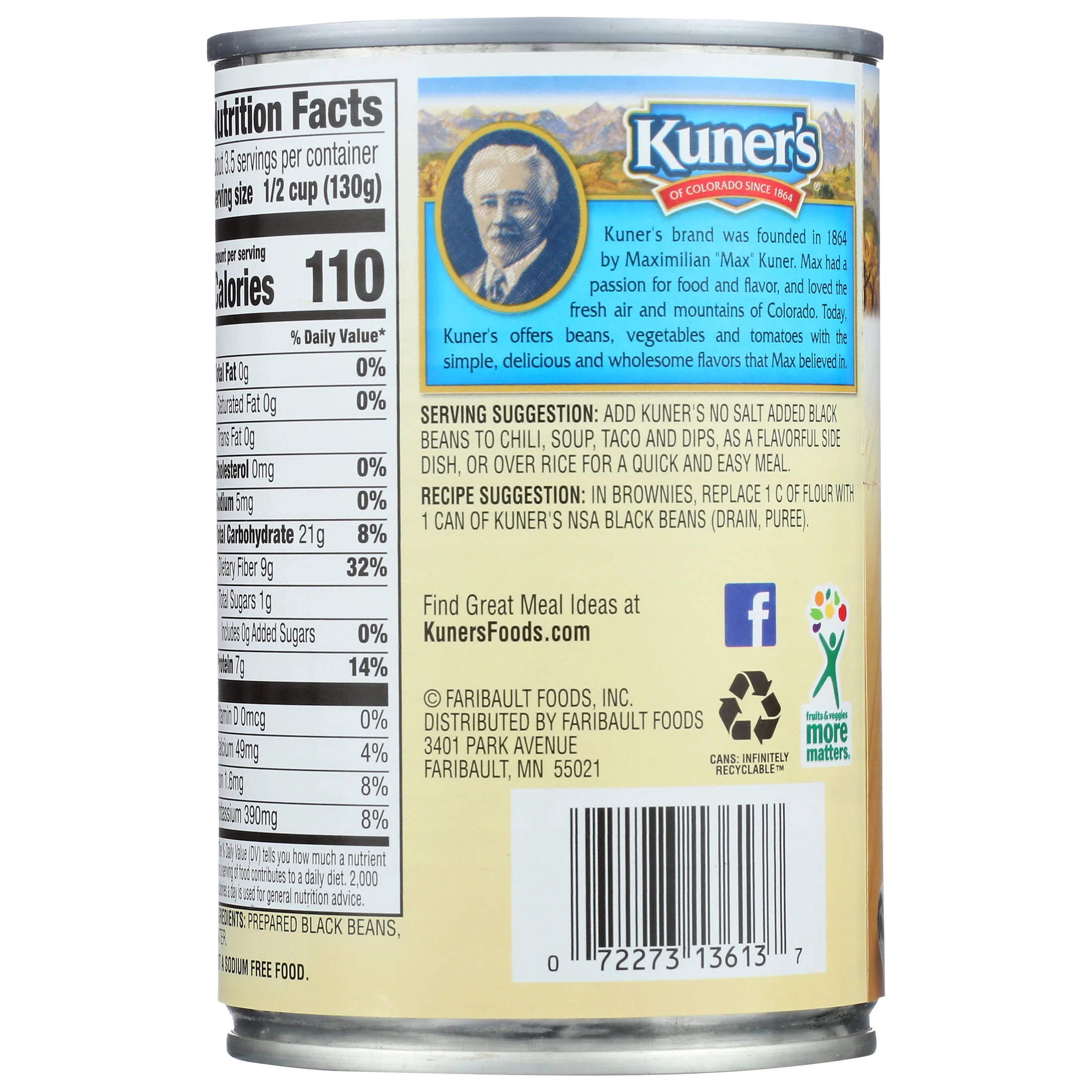 Kuner's Black Beans No Salt Added 15 oz. Can