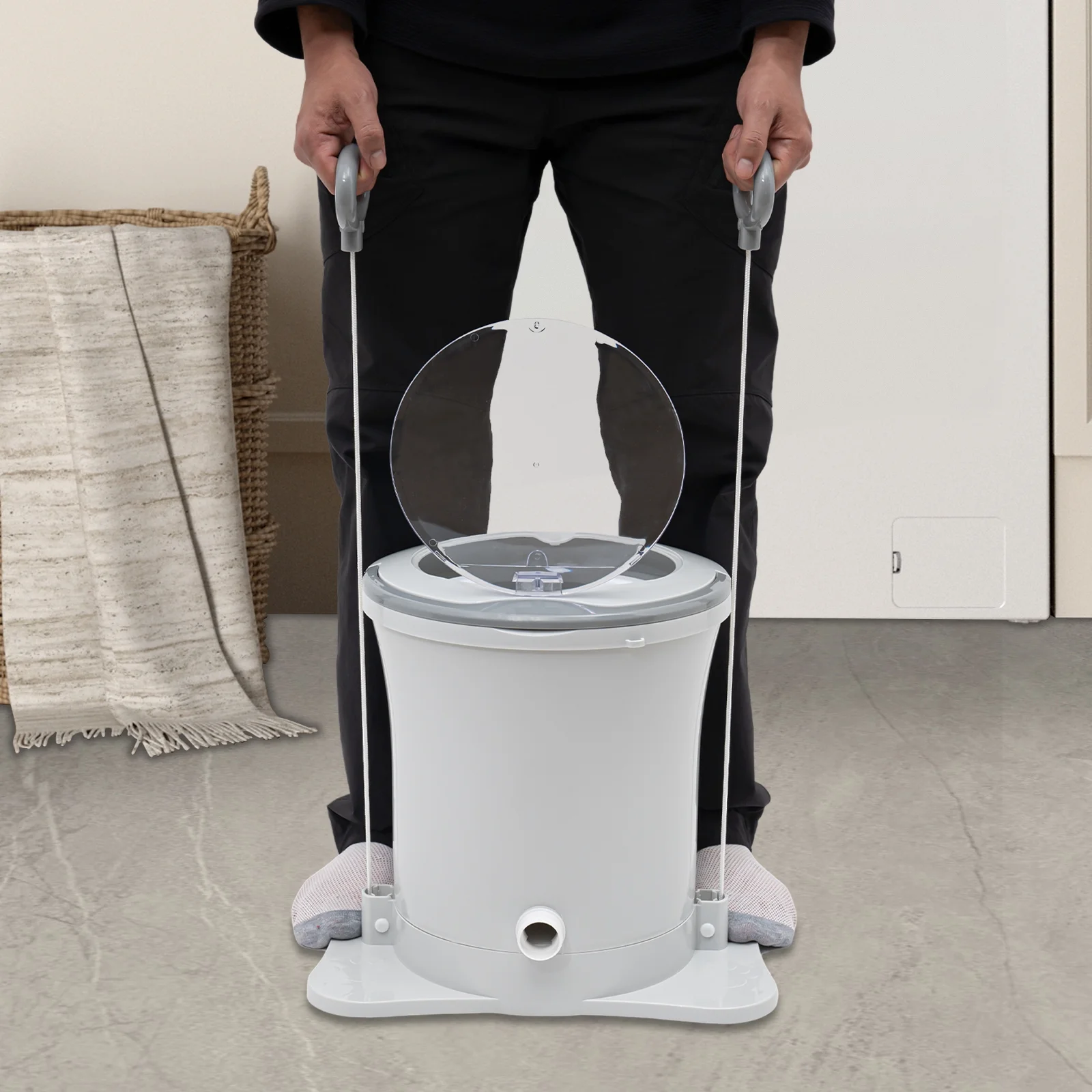 Manual Dehydrator Washing Machine Compact Washer Splash-Proof Stainless Steel  Durable