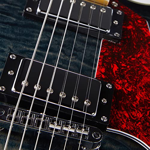 GROTE Jazz Electric Guitar Semi-Hollow Body Trapeze Tailpiece Bridge Guitar Gig Bag (Black)