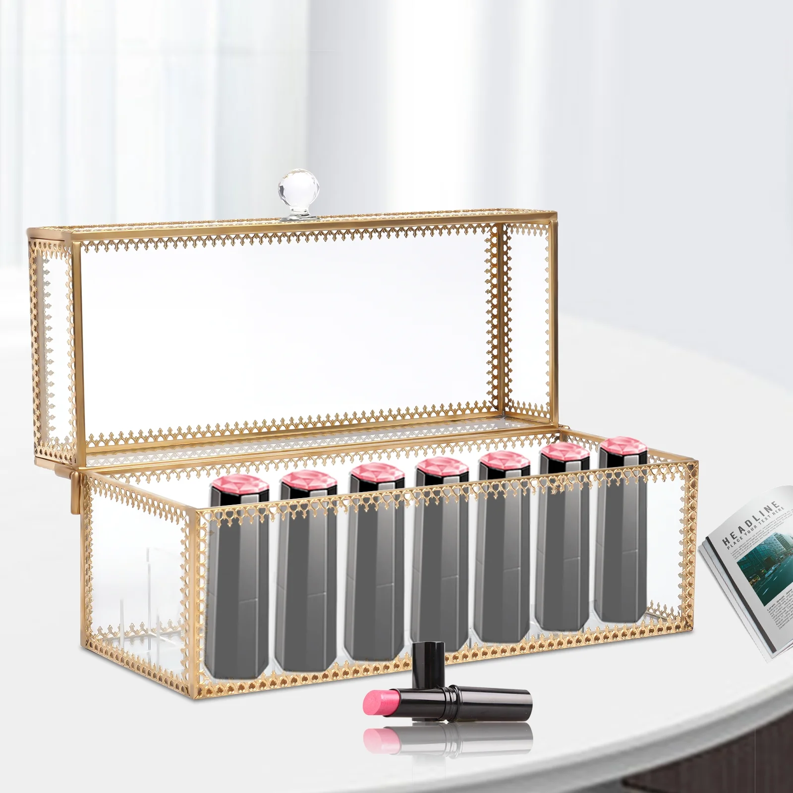 Miumaeov 24-Grid Lipstick Storage Case Clear Makeup Holder Cosmetic Display