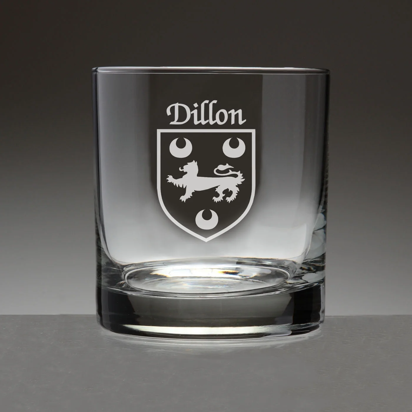 Dillon Irish Coat of Arms Tumbler Glasses - Set of 4 (Sand Etched)