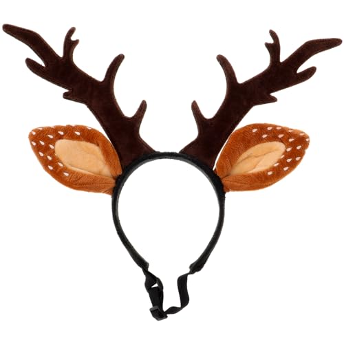 Beaupretty Christmas Hat for Cat Pet Deer Costume Hat Dog Reindeer Costume Elastic Band Adjustable Antler Headband Cat Christmas Antler Headband Pet Cosplay,S