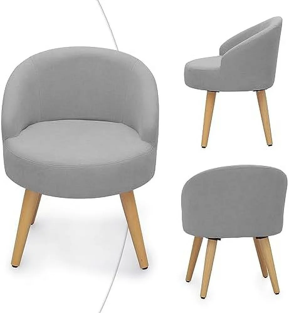 GEROBOOM SpaceSaving Vanity Stool Accent Chair Armchair Living Room Chair Leisure Chairs RongBOOMON Bathroom Seat Wood Legs Velvet Chair  Grey  Velvet