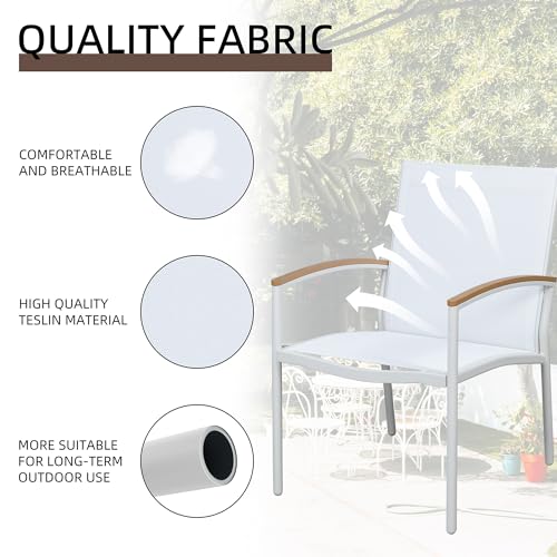 Shintenchi 3 Pieces Patio Bistro Sets, Outdoor Textilene Fabric Conversation Bistro Set, Textilene Fabric Front Porch Chairs Small Patio Furniture Set with Table for Lawn,Garden,Balcony (Black)