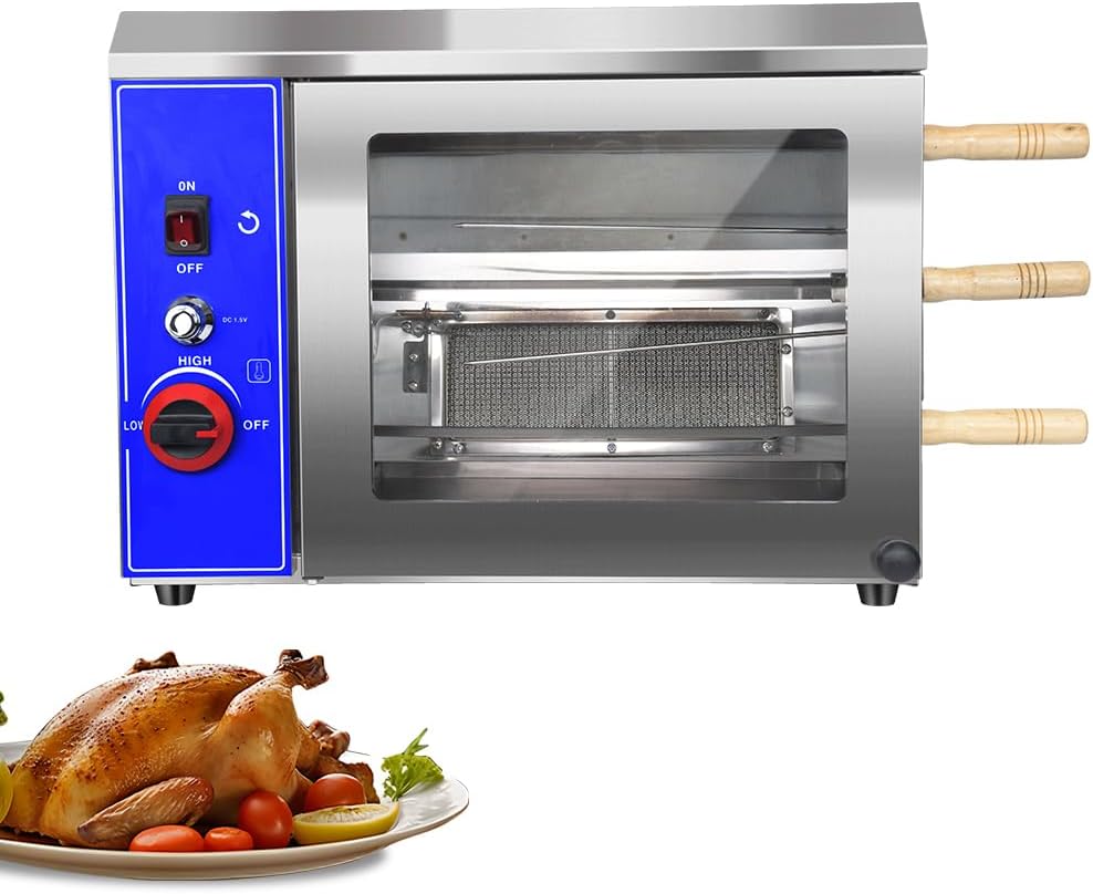 Li Zhen Gas Rotisserie Oven Shawarma Grill Machine Doner Kebab Machine Chicken Rotisserie Grill Propane Grill with Rotisserie Electric Rotisserie with 3 Auto Rotating