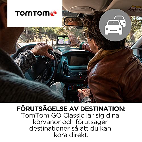 TomTom Car Sat Nav GO Classic, 6 Inch, with Traffic Congestion and Speed Cam Alert Trial Thanks to TomTom Traffic, EU Maps, Updates via WiFi, Integrated Reversible Mount