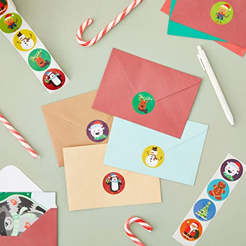 Juvale Christmas Stickers - 1,000-Piece Sticker Roll with Self-Adhesive Round Labels - Holiday Reward Decals for Classroom - Bulk Winter Holiday Labels for Kids & Party Favors - 1.5-Inch Round