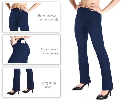Yogipace,Belt Loops,Women's Petite/Regular/Tall Straight Leg Yoga Dress Pants