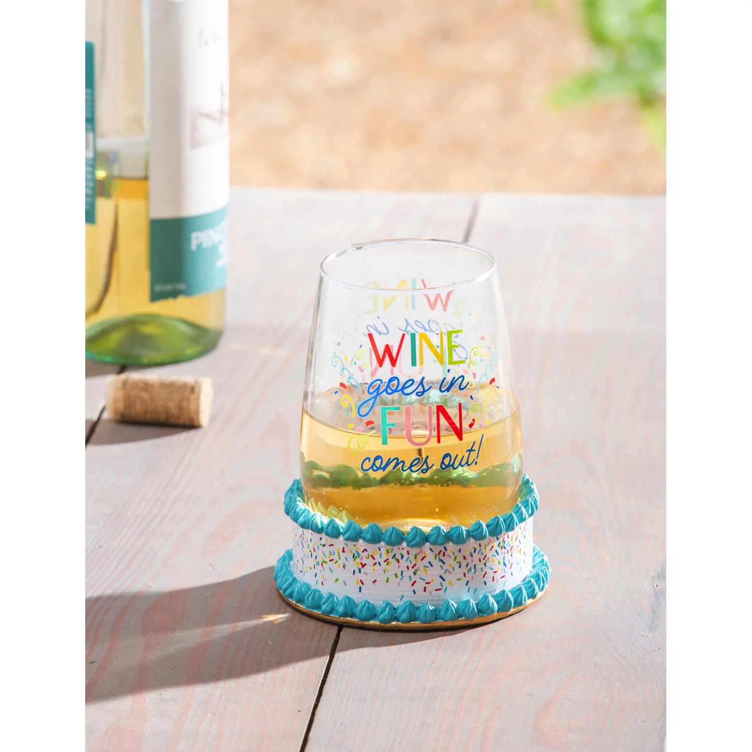 Wine Glass with Coaster Base, Wine Goes In