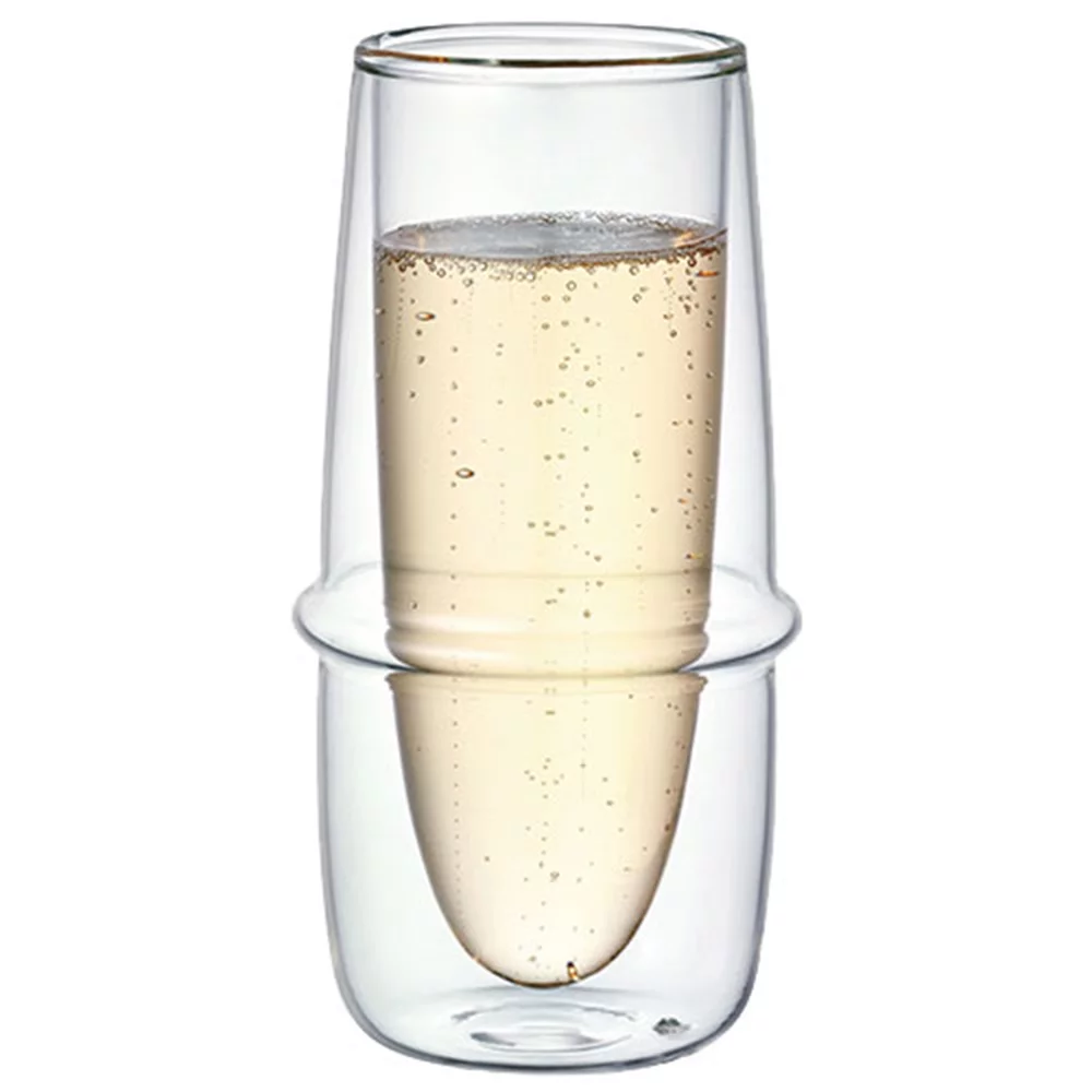 Double-Wall Kinto KRONOS Champagne Glass - Maintains Temperature - Prevents Condensation - Set of 2-160 ml (5.41fl. oz.) each